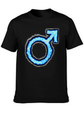 Mens Black T-shirt with Blue Male Symbol