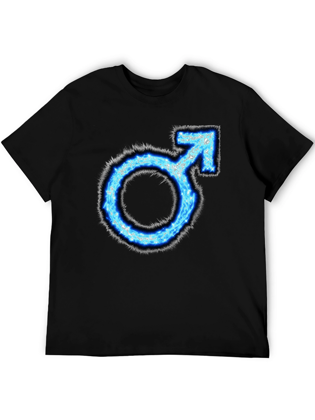 Mens Black T-shirt with Blue Male Symbol