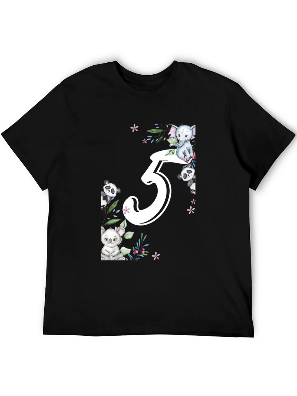 Cute 5th Birthday Animal Theme Kids T-Shirt