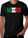 Mexico Flag T-Shirt - Black Crew Neck