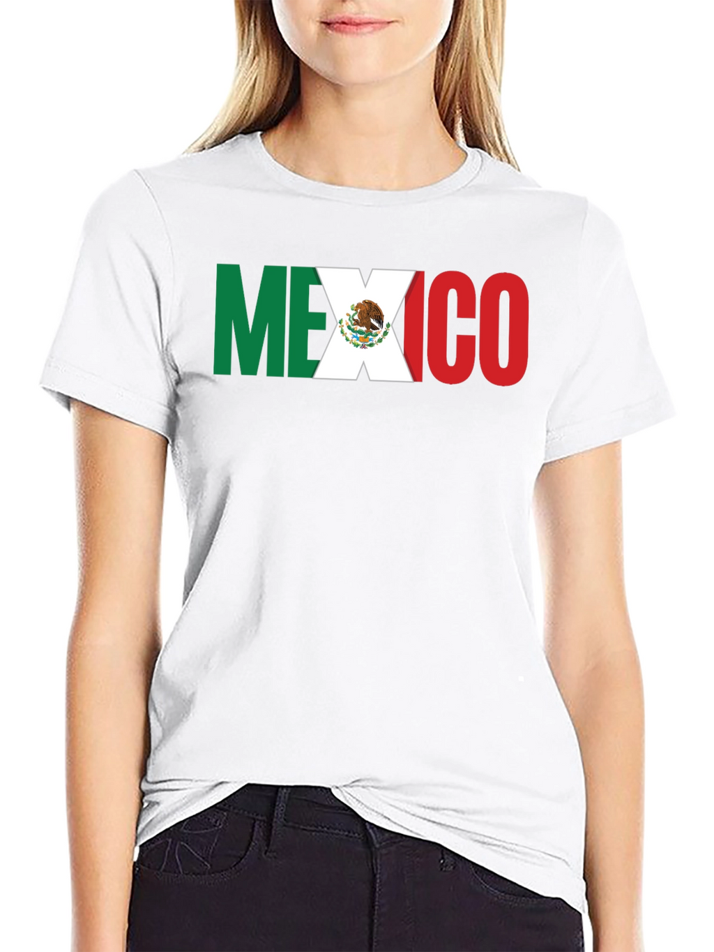 Mexico Flag T-Shirt - Black Crew Neck