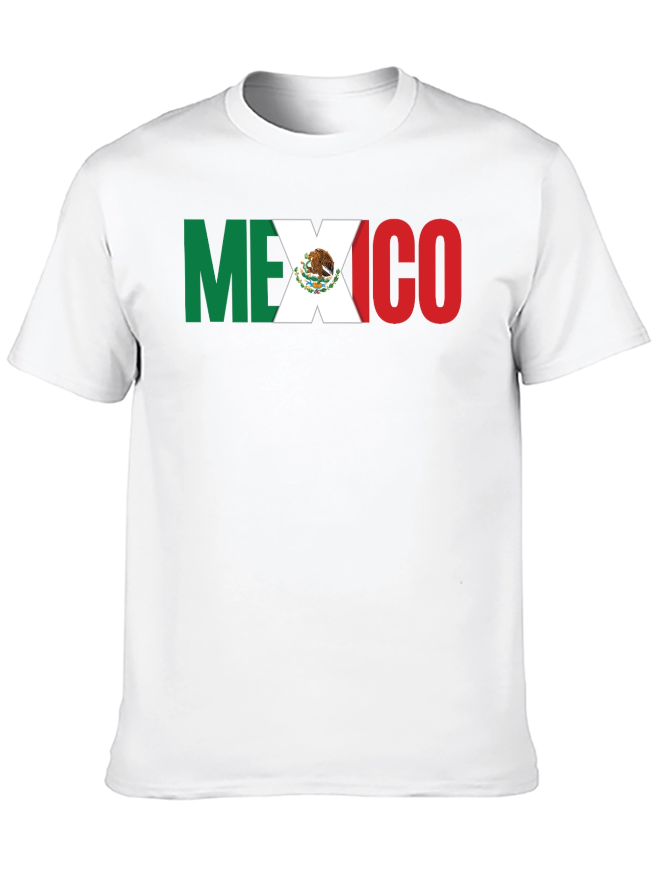 Mexico Flag T-Shirt - Black Crew Neck