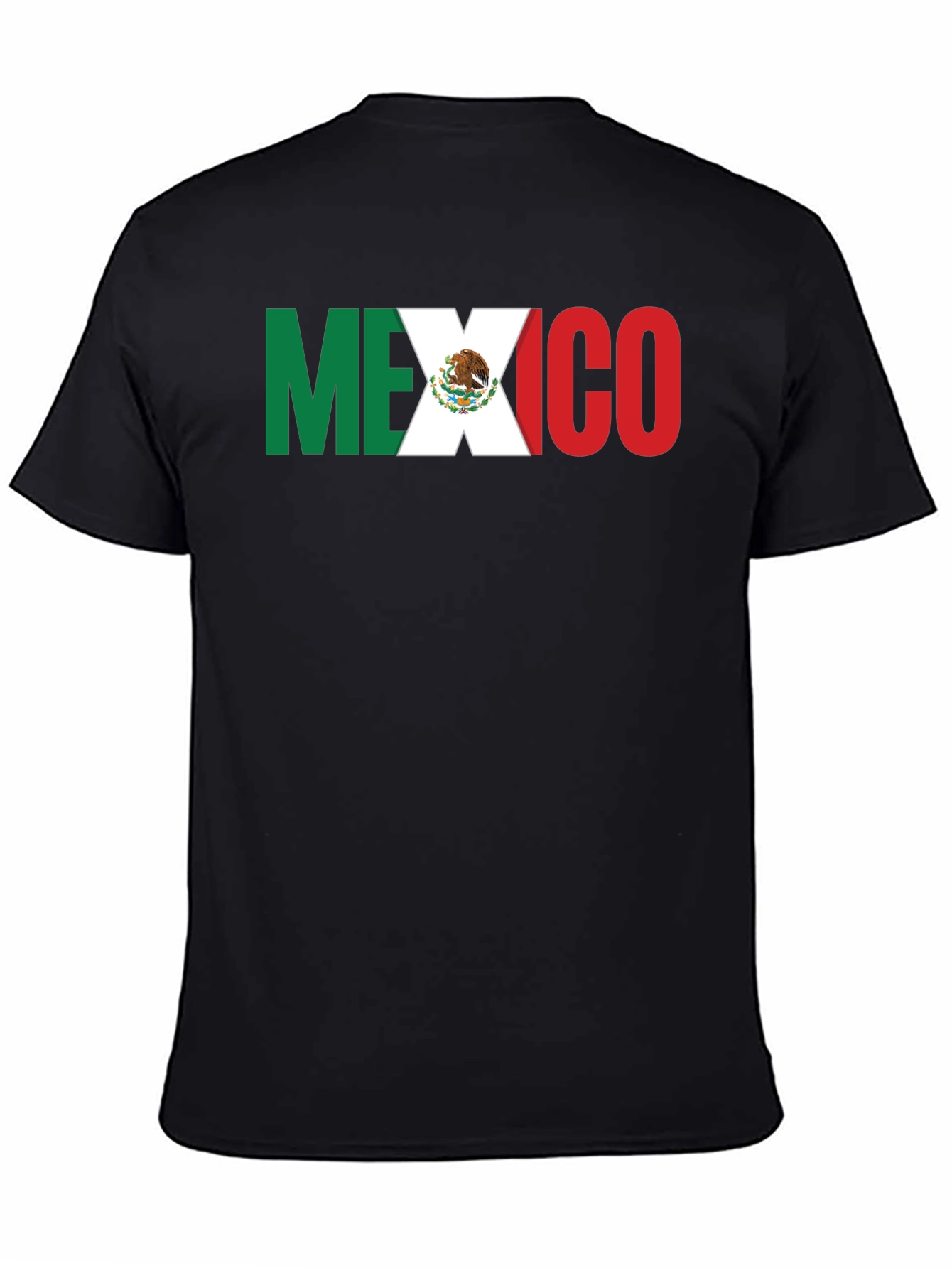Mexico Flag T-Shirt - Black Crew Neck