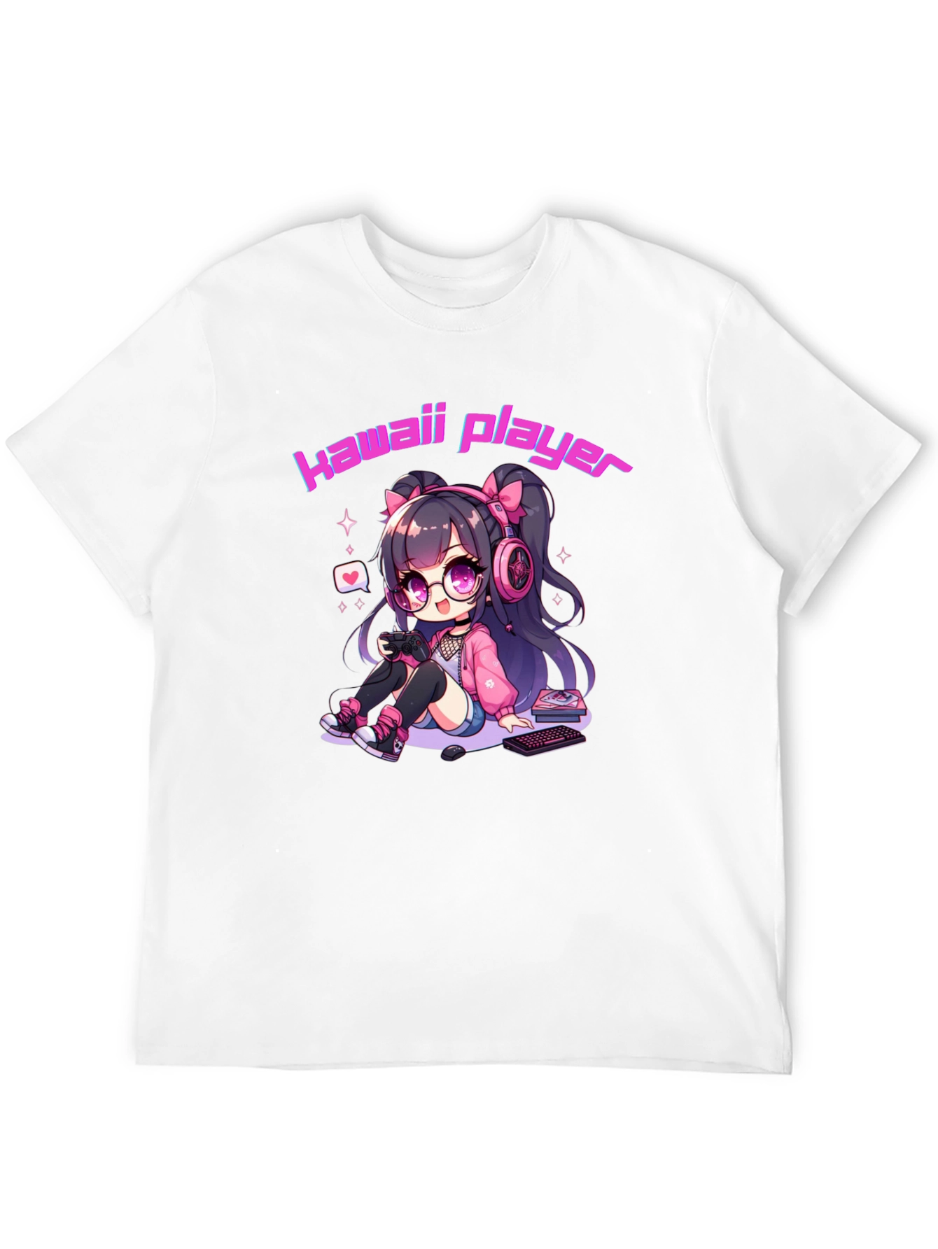 Kawaii Gamer Black T-Shirt - Anime Style