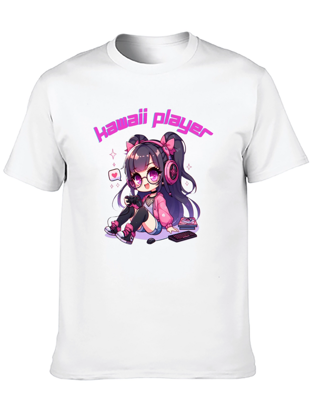 Kawaii Gamer Black T-Shirt - Anime Style