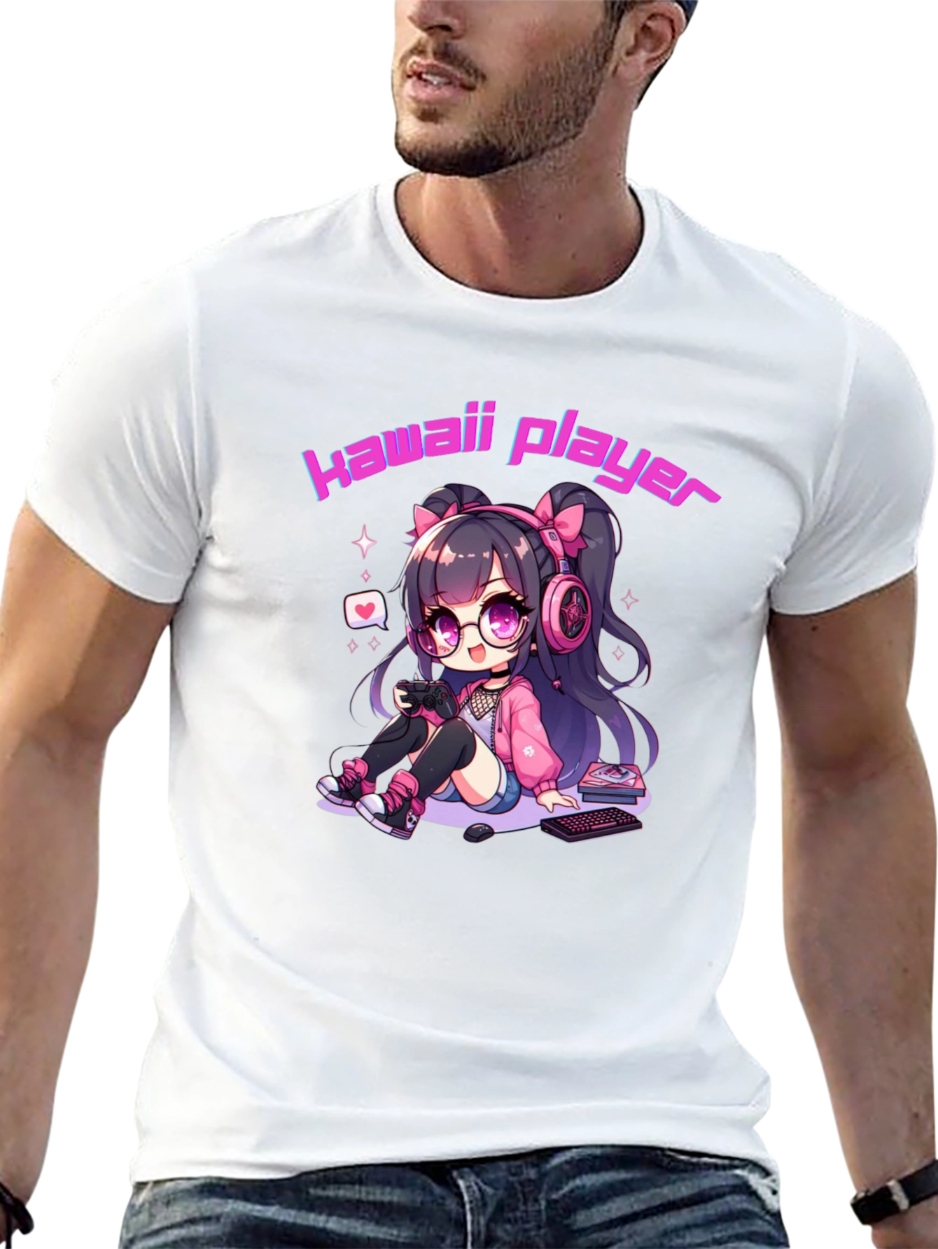 Kawaii Gamer Black T-Shirt - Anime Style