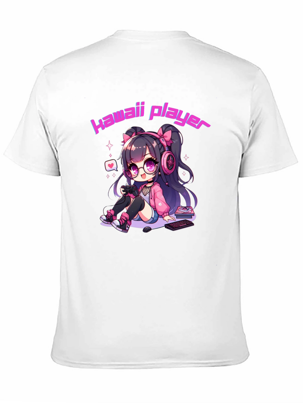 Kawaii Gamer Black T-Shirt - Anime Style