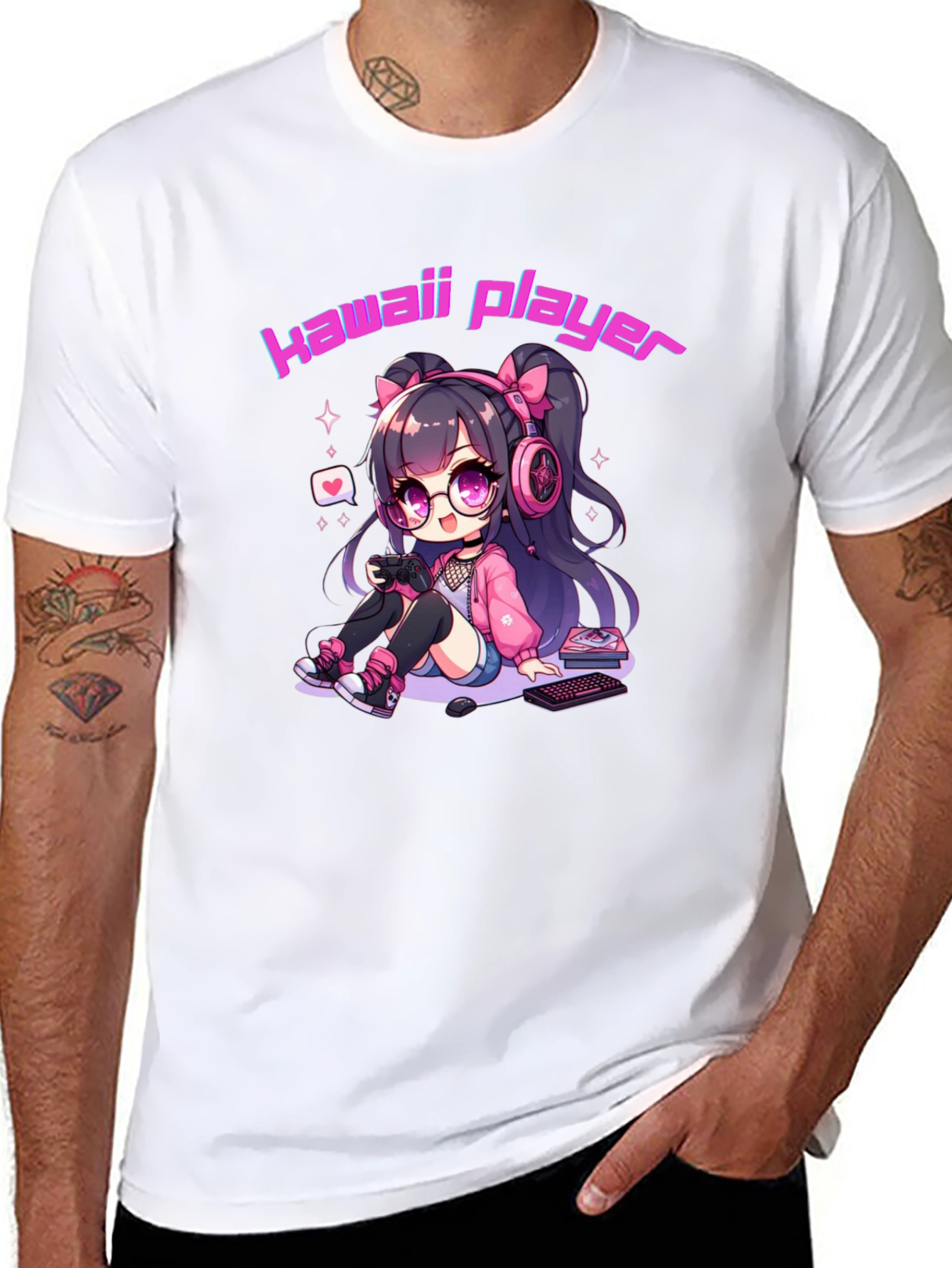 Kawaii Gamer Black T-Shirt - Anime Style