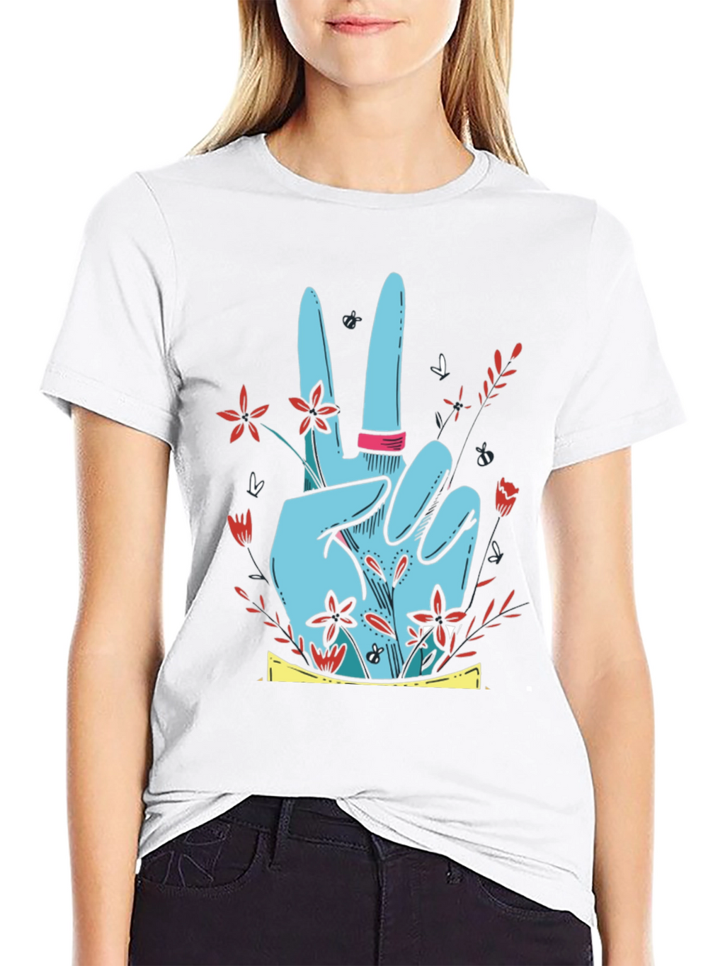 Peace Sign Floral Graphic Tee