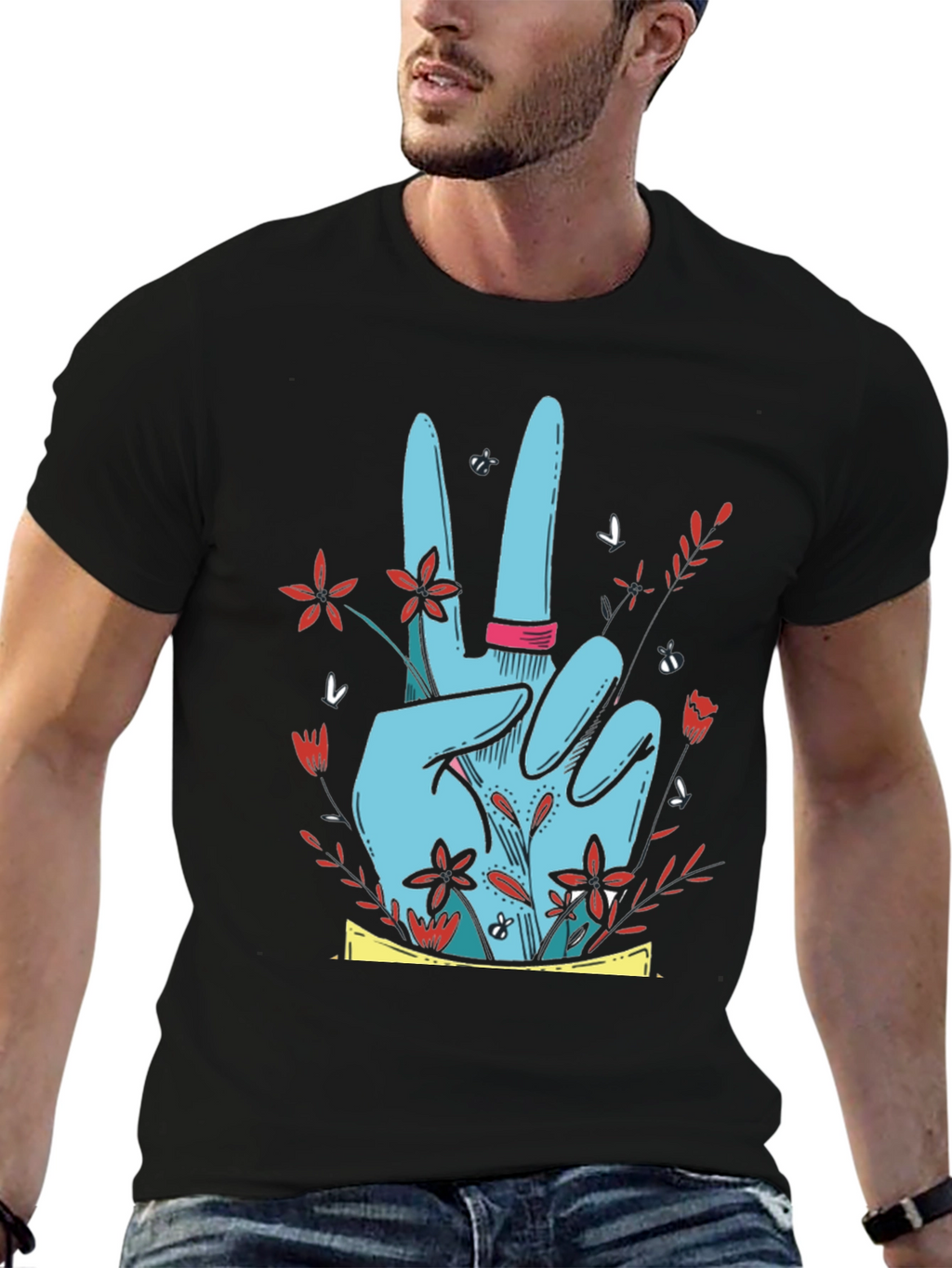 Peace Sign Floral Graphic Tee