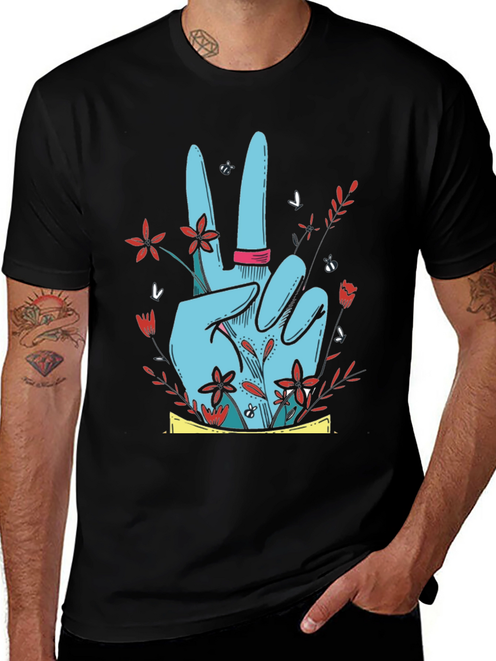 Peace Sign Floral Graphic Tee