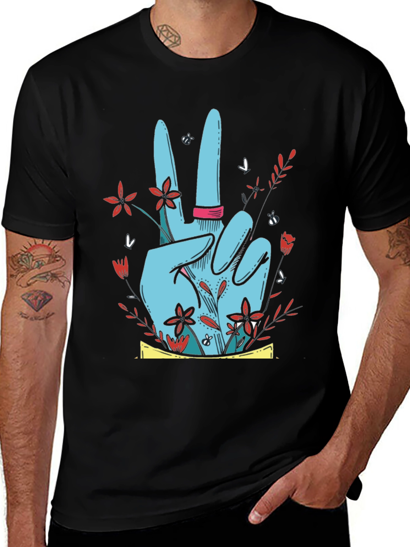 Peace Sign Floral Graphic Tee