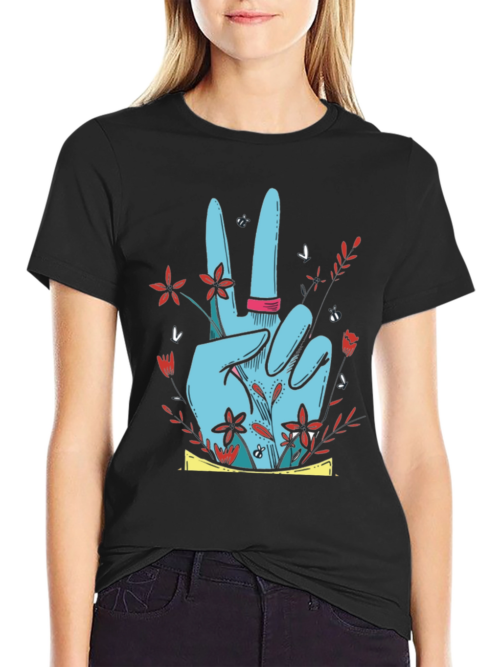 Peace Sign Floral Graphic Tee