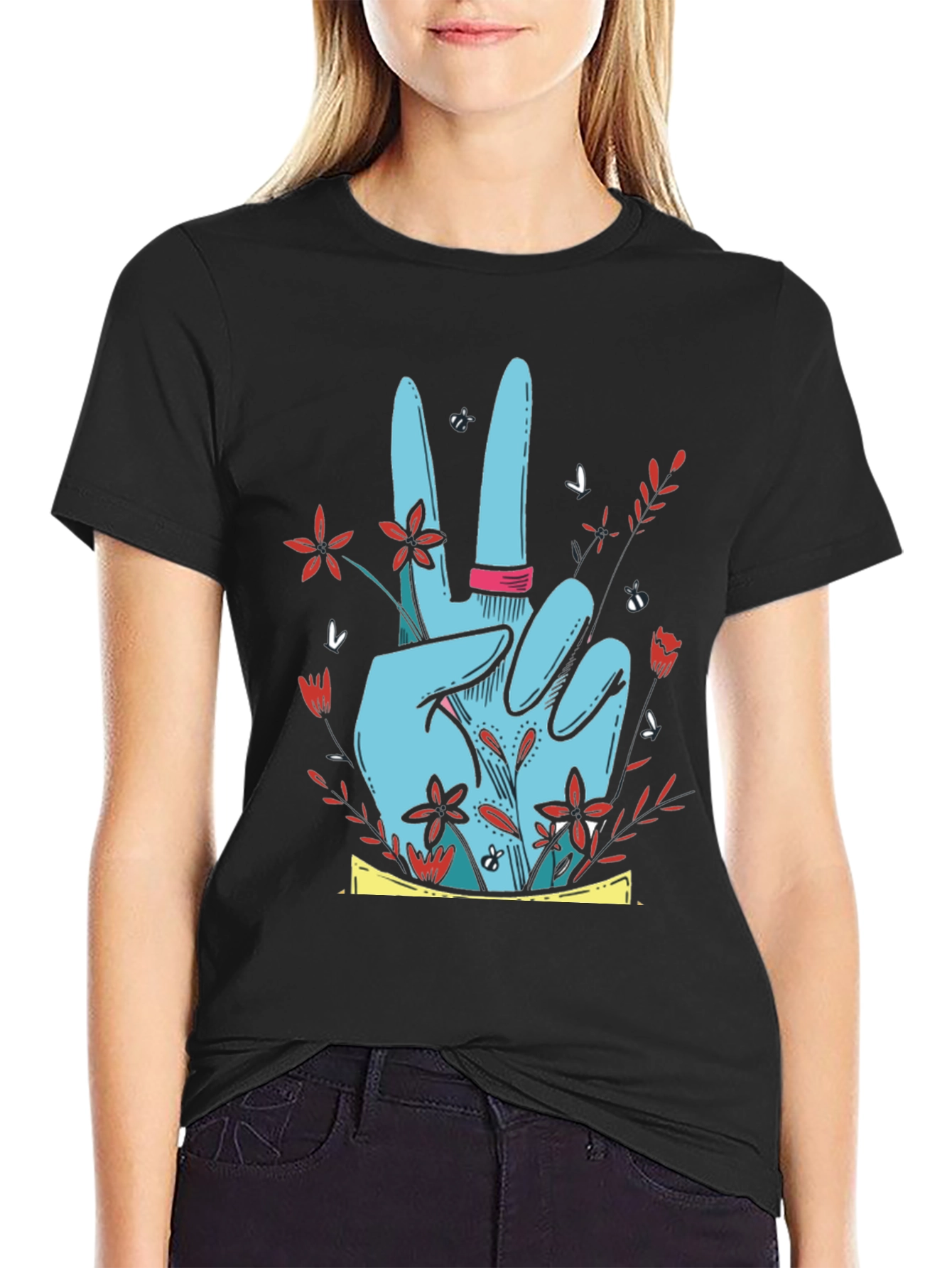 Peace Sign Floral Graphic Tee
