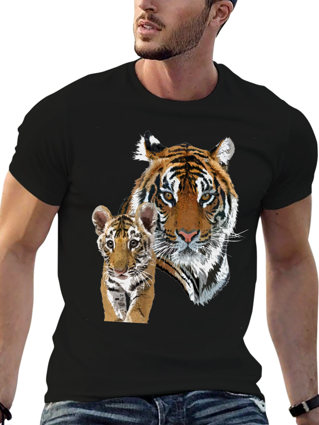 Tiger & Cub Graphic Tee - Unisex Black T-Shirt