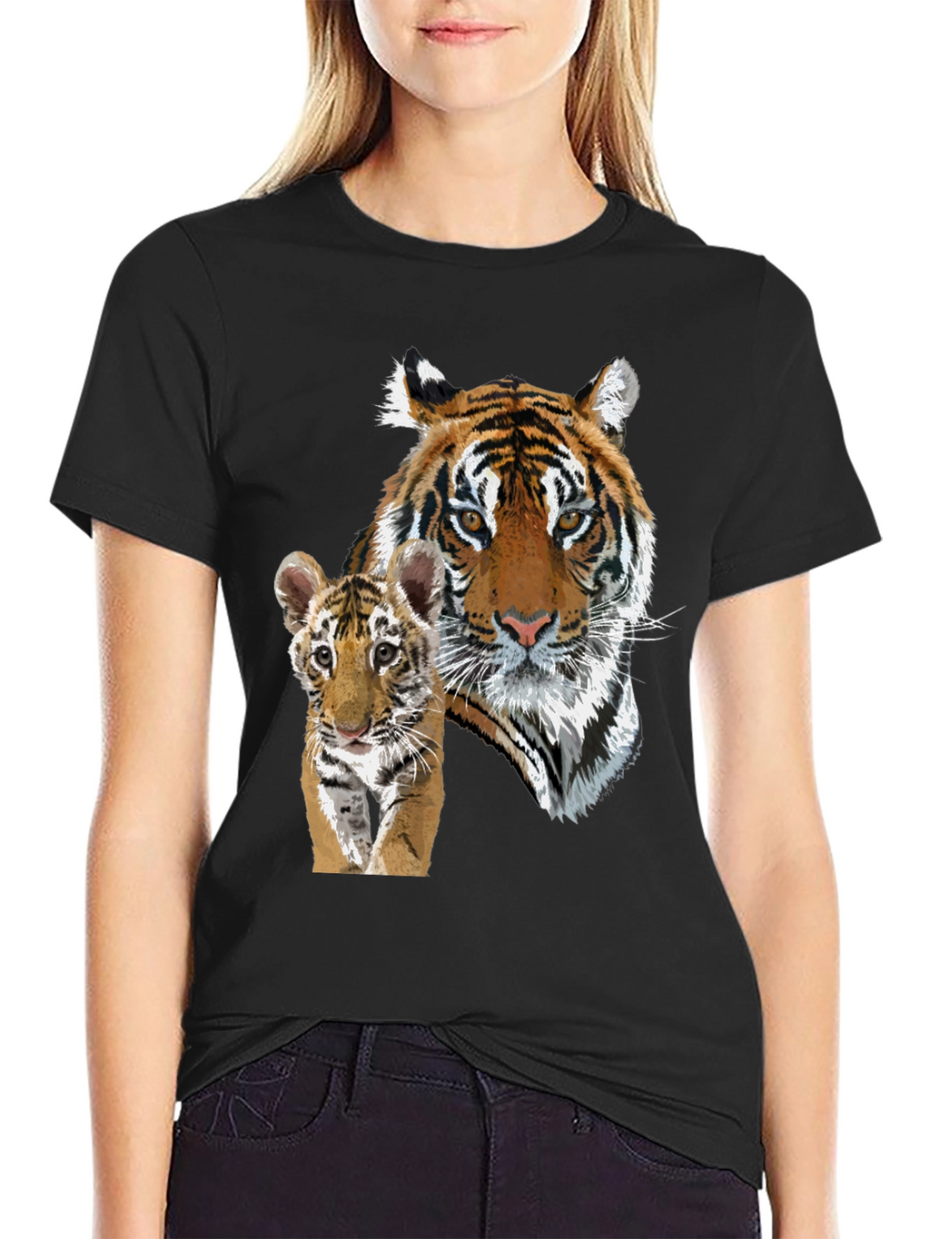 Tiger & Cub Graphic Tee - Unisex Black T-Shirt