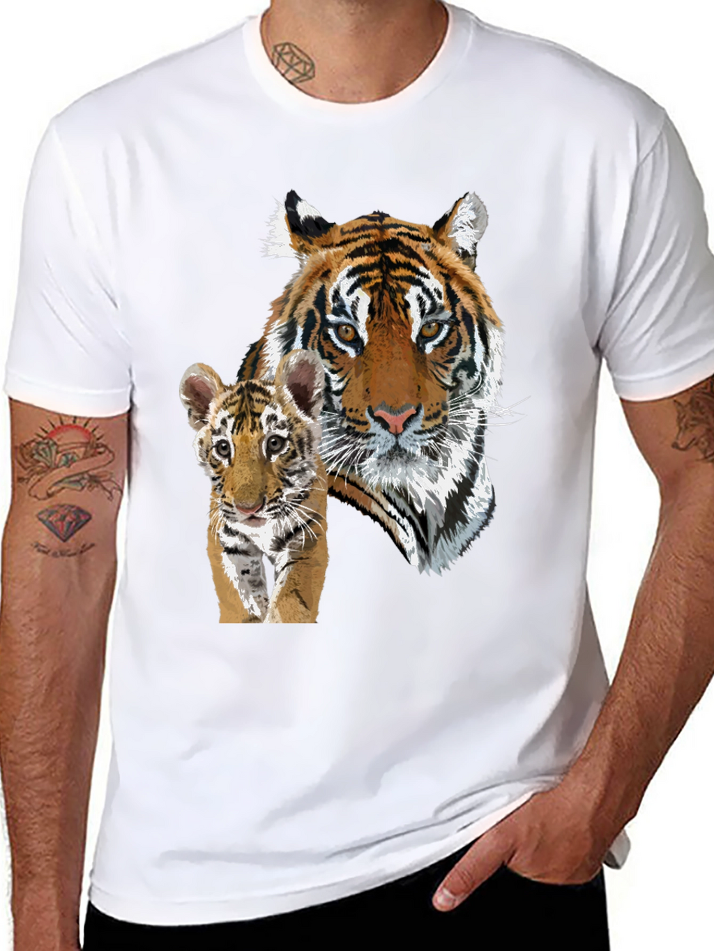 Tiger & Cub Graphic Tee - Unisex Black T-Shirt