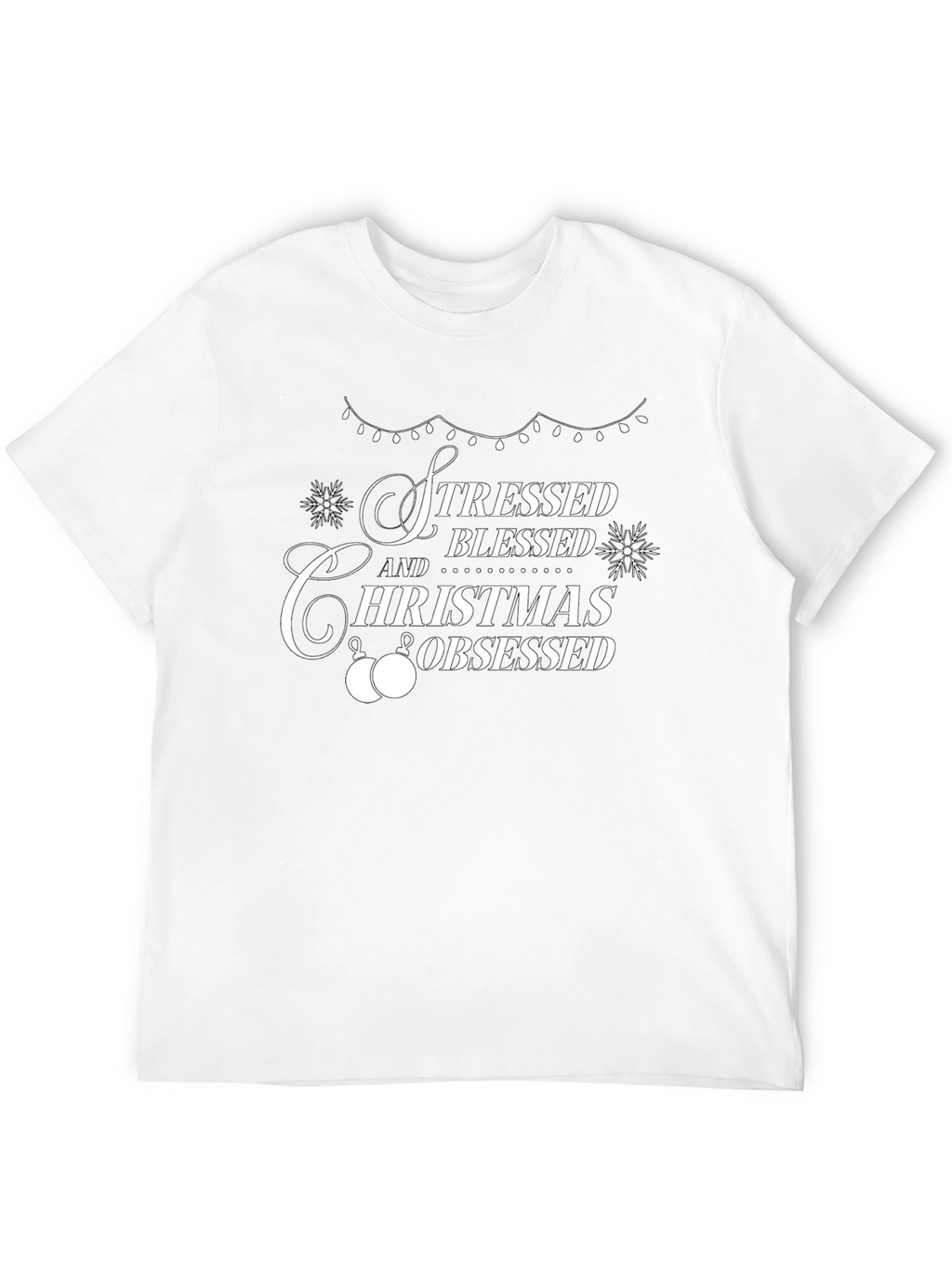Stressed Blessed Christmas Obsessed Black T-Shirt