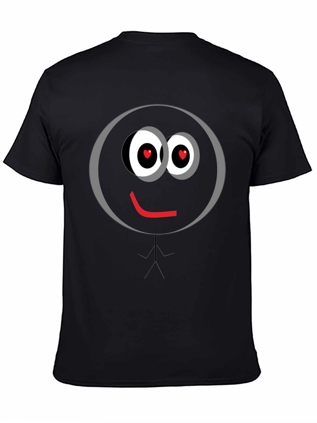 Love Eyes Smiley Face Black T-Shirt