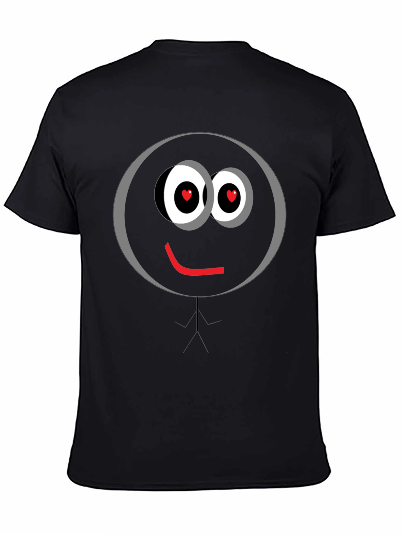 Love Eyes Smiley Face Black T-Shirt