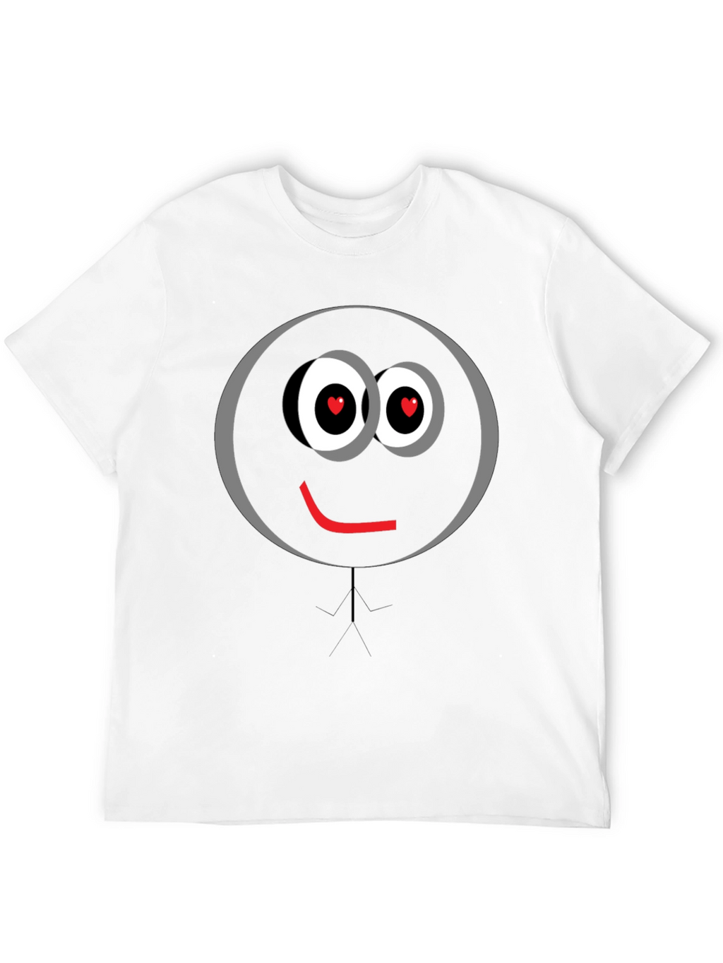 Love Eyes Smiley Face Black T-Shirt