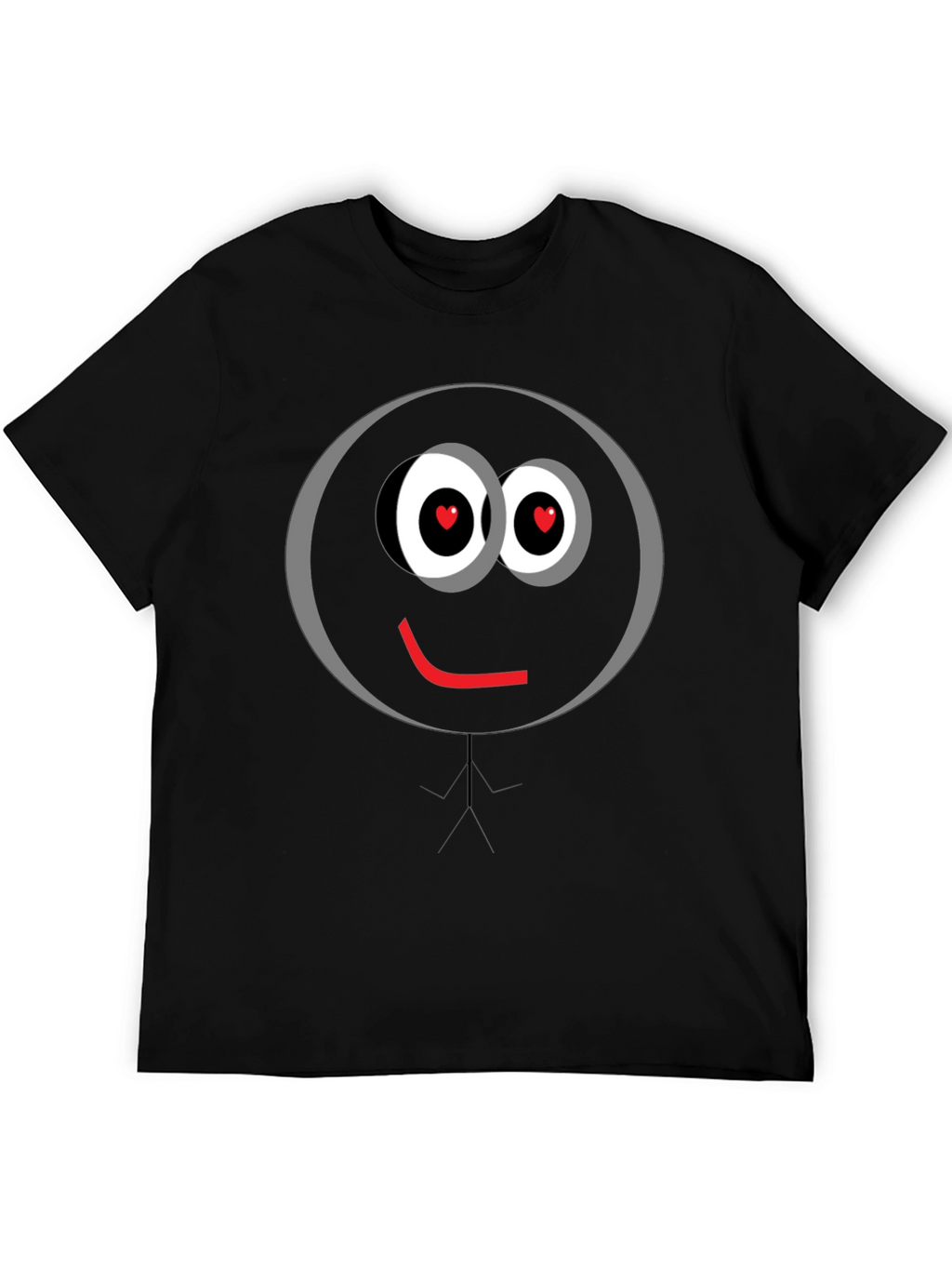 Love Eyes Smiley Face Black T-Shirt