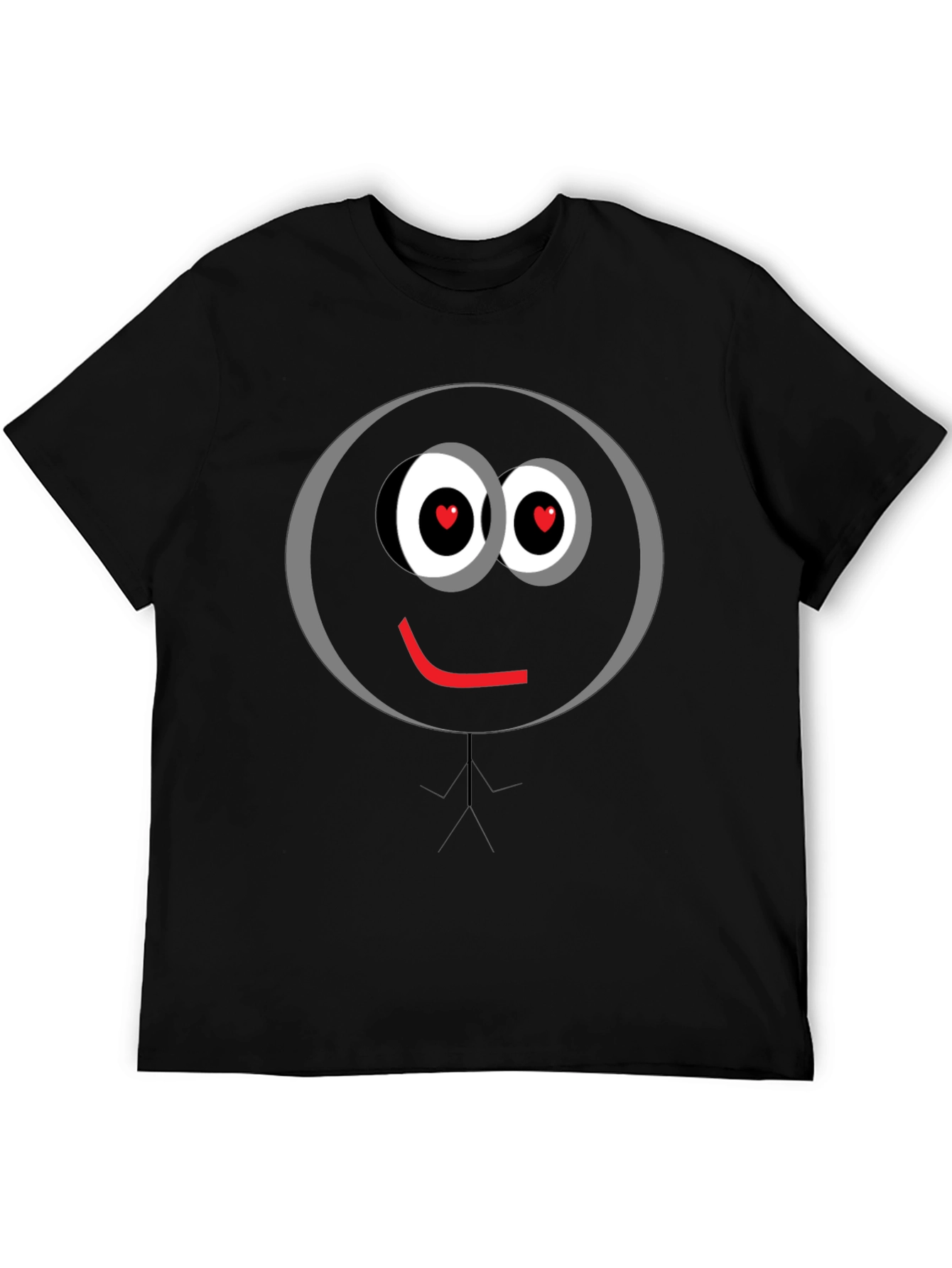 Love Eyes Smiley Face Black T-Shirt