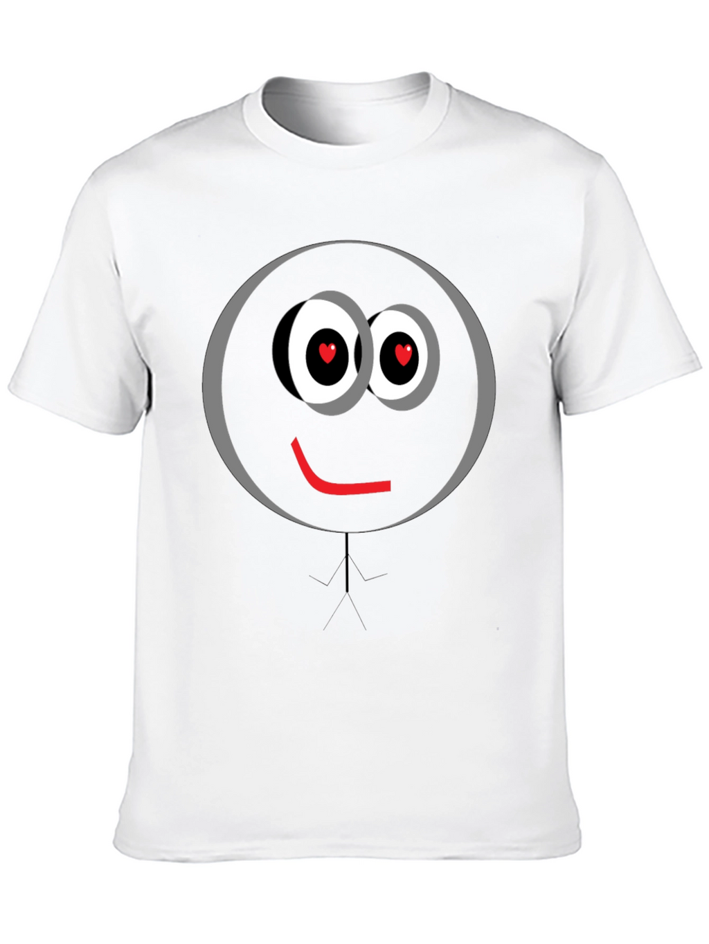 Love Eyes Smiley Face Black T-Shirt