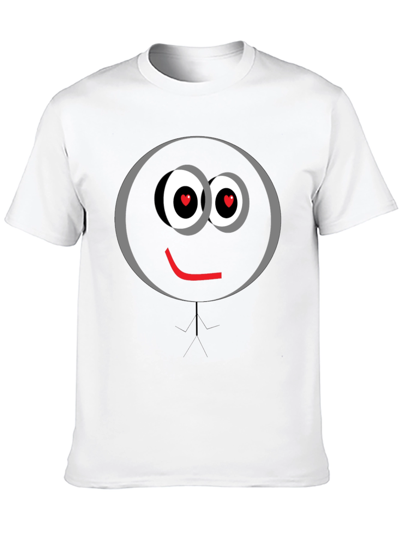 Love Eyes Smiley Face Black T-Shirt