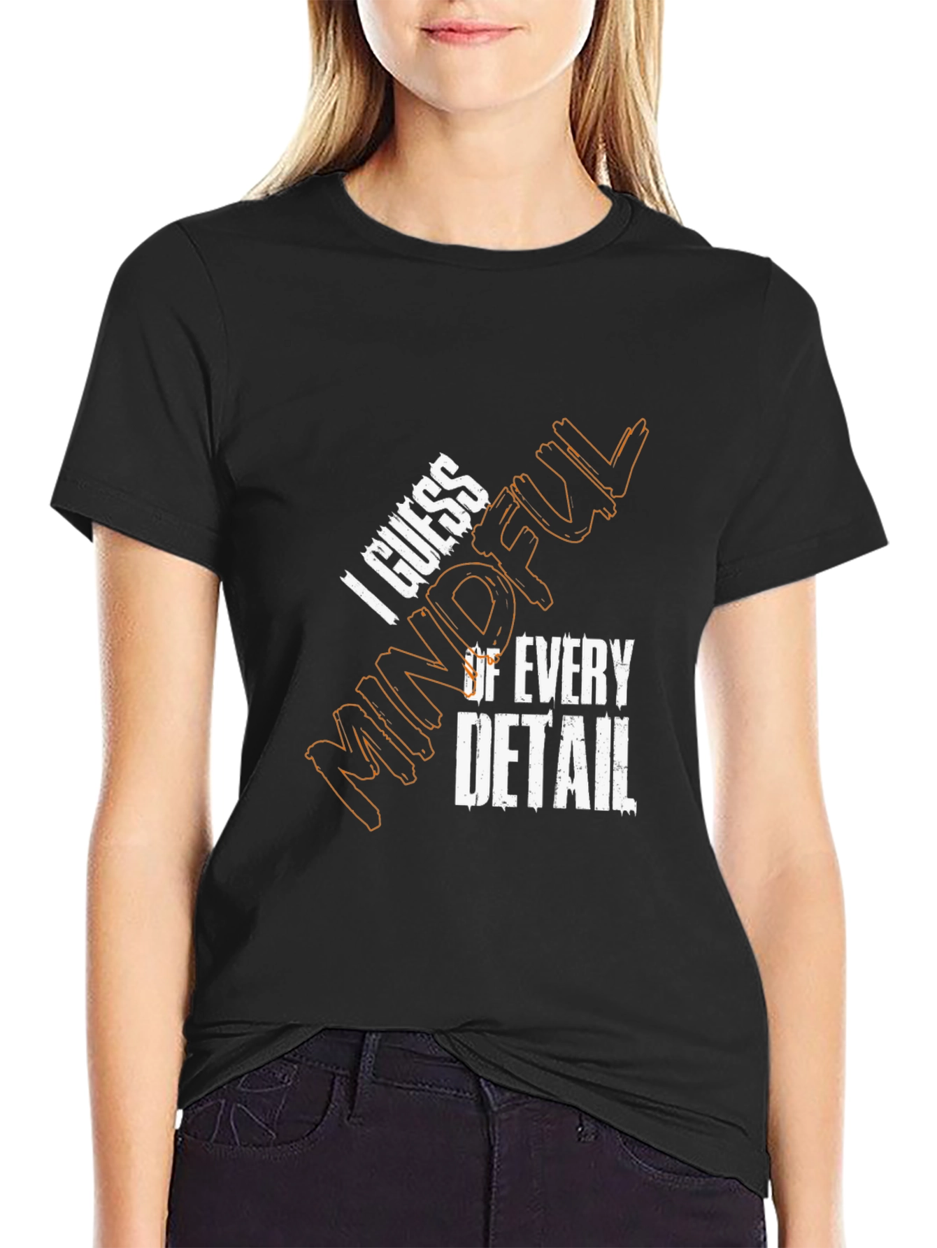 Mindful Detail Graphic Tee - Black Cotton Blend