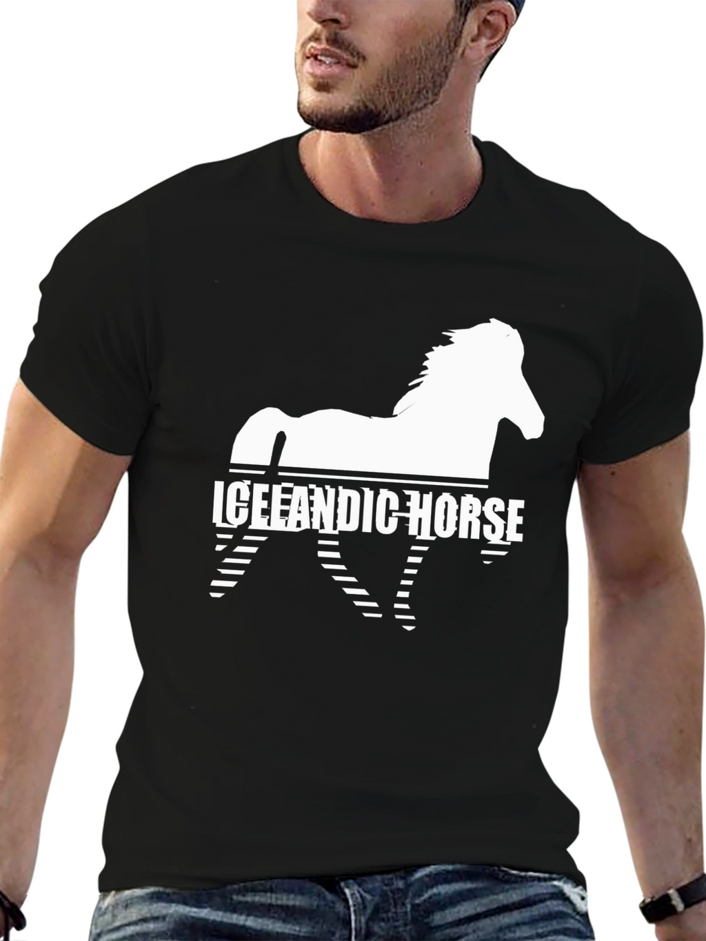 Icelandic Horse Graphic Tee - Black