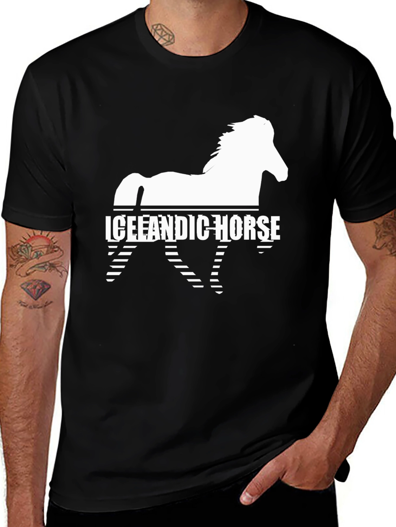 Icelandic Horse Graphic Tee - Black