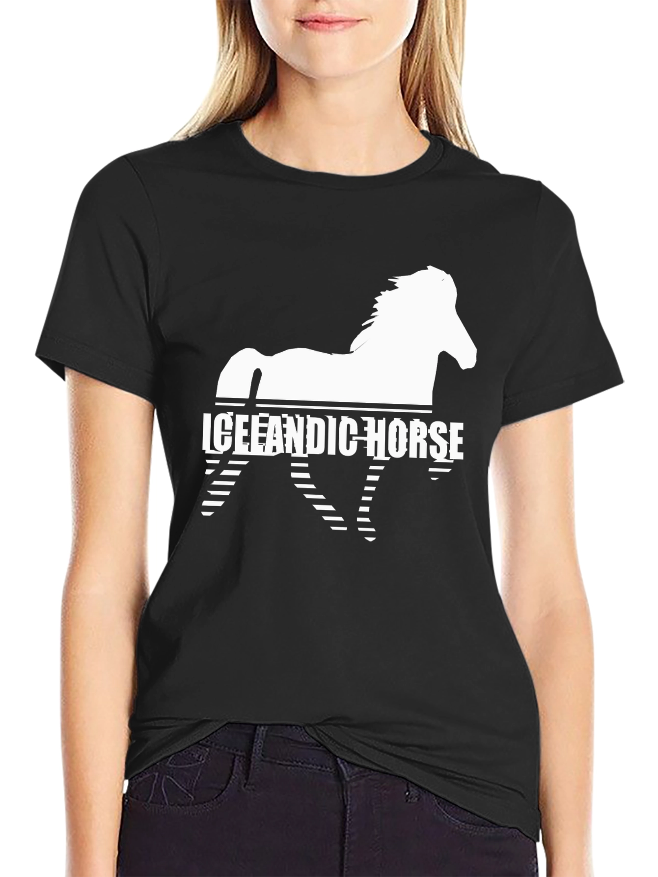 Icelandic Horse Graphic Tee - Black