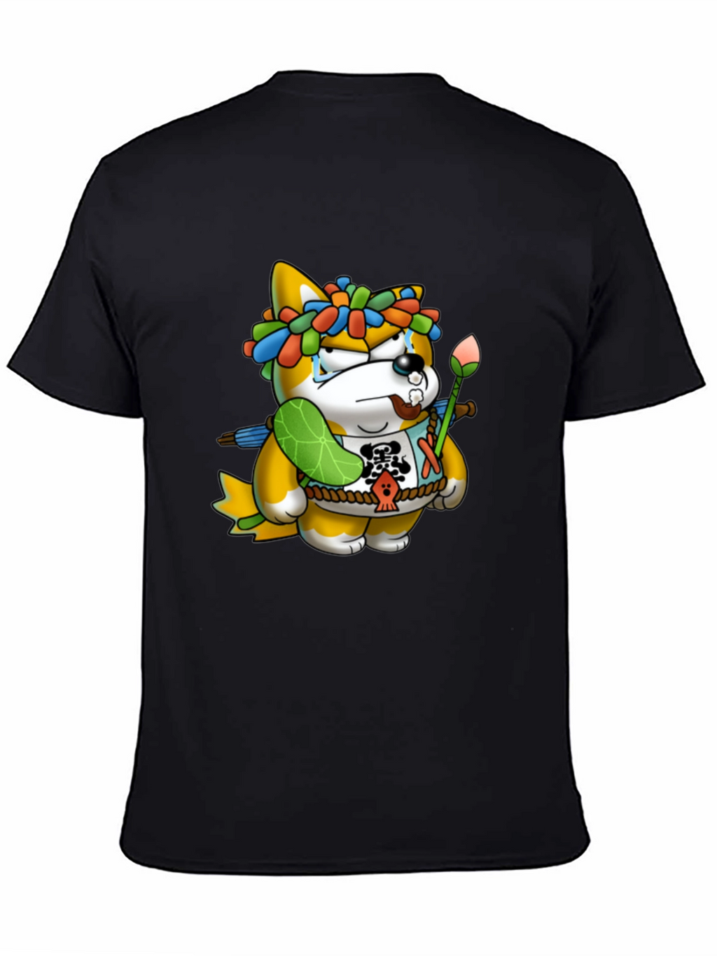 Shiba Inu Cartoon Graphic Black T-Shirt
