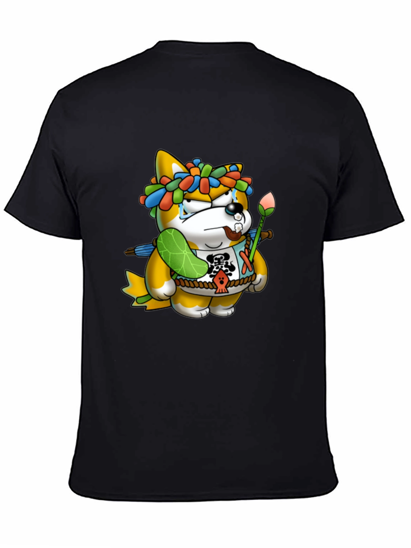 Shiba Inu Cartoon Graphic Black T-Shirt