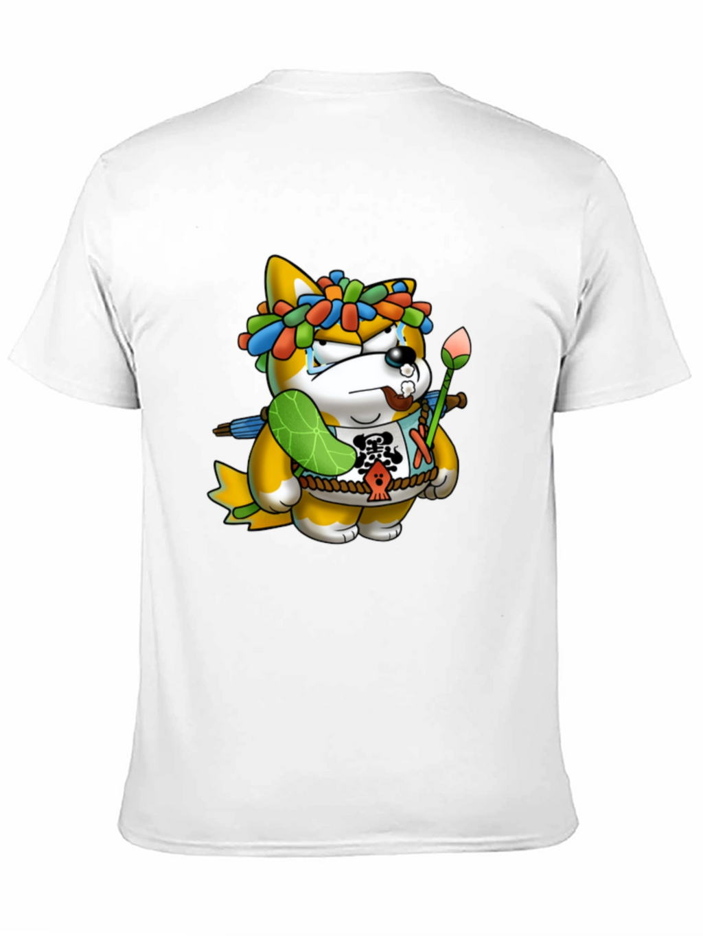 Shiba Inu Cartoon Graphic Black T-Shirt