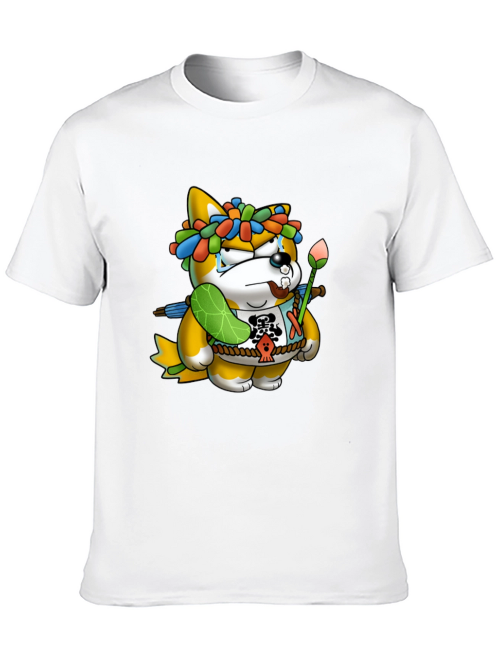 Shiba Inu Cartoon Graphic Black T-Shirt