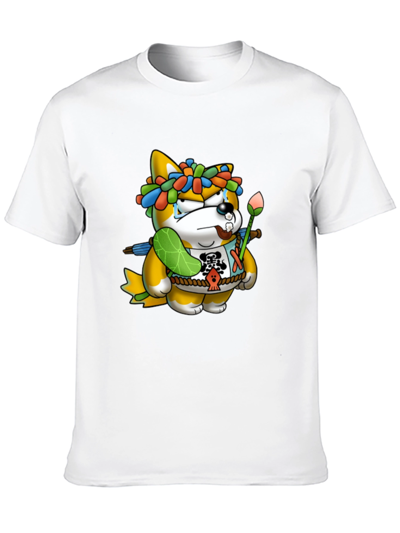 Shiba Inu Cartoon Graphic Black T-Shirt