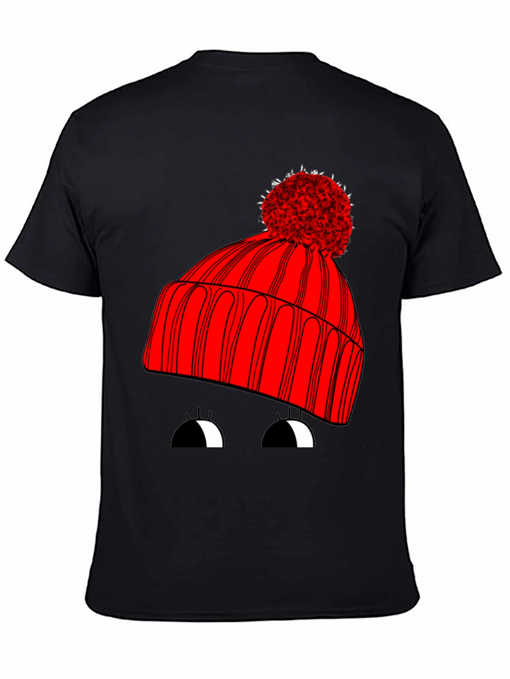 Whimsical Winter Hat Graphic Tee - Unisex Black T-Shirt