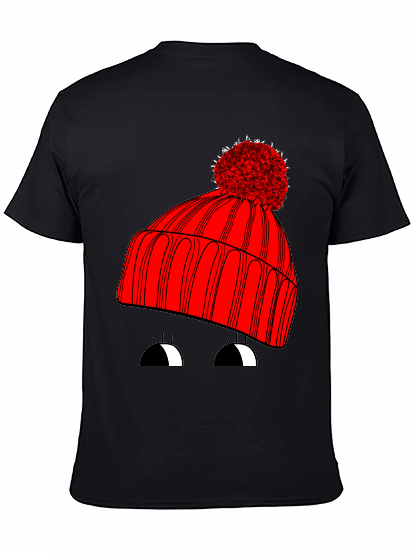 Whimsical Winter Hat Graphic Tee - Unisex Black T-Shirt