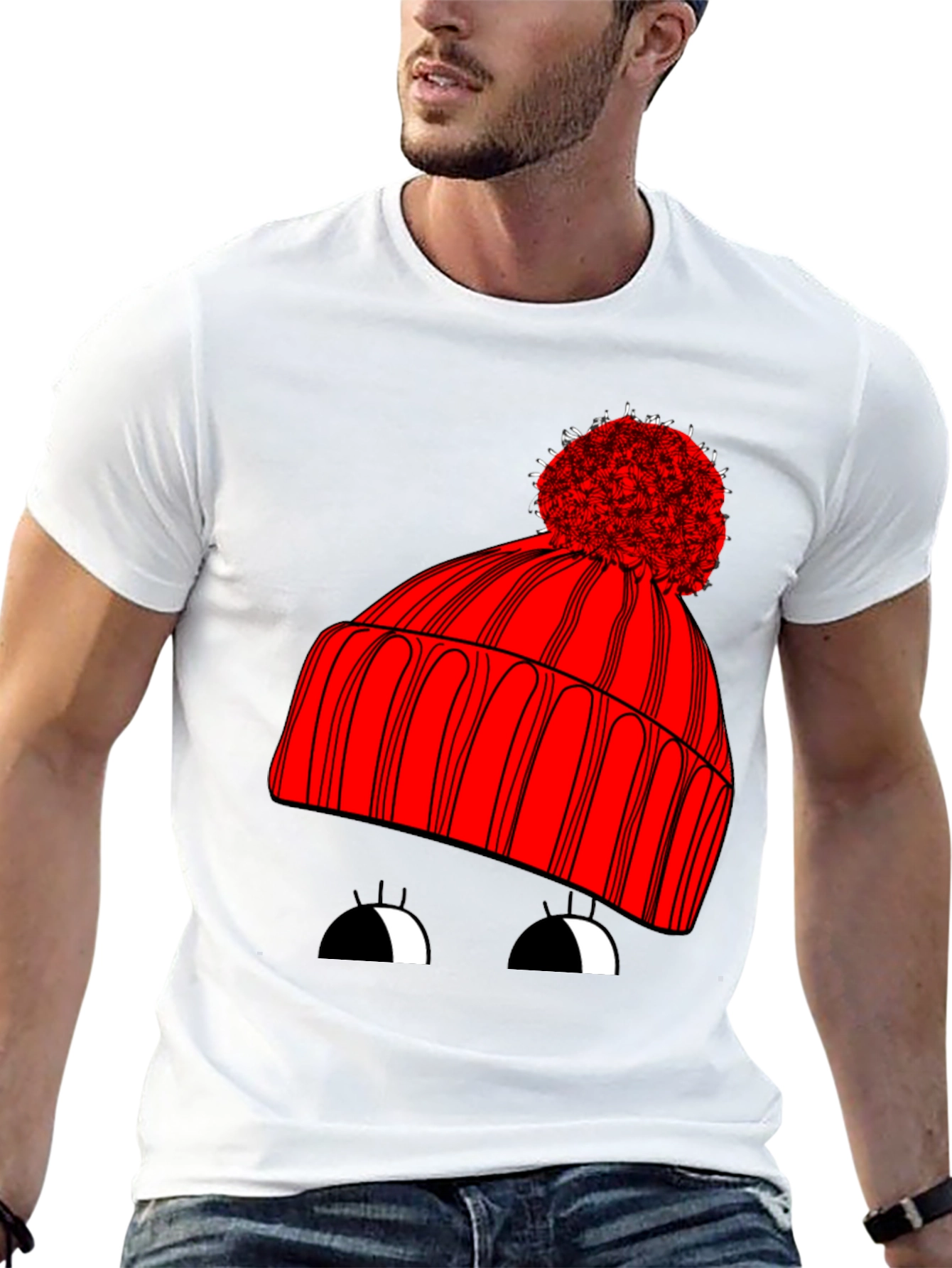Whimsical Winter Hat Graphic Tee - Unisex Black T-Shirt