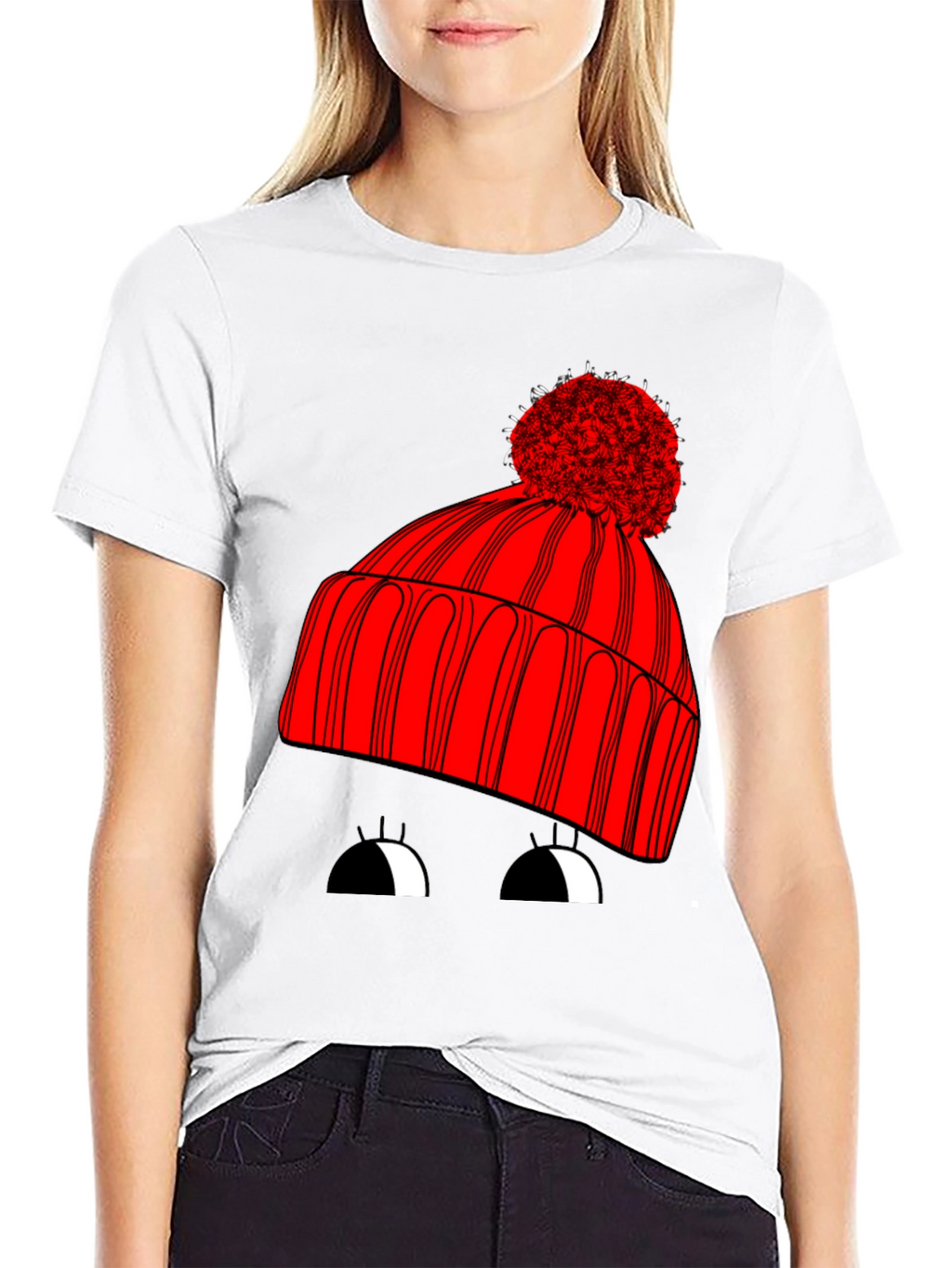 Whimsical Winter Hat Graphic Tee - Unisex Black T-Shirt
