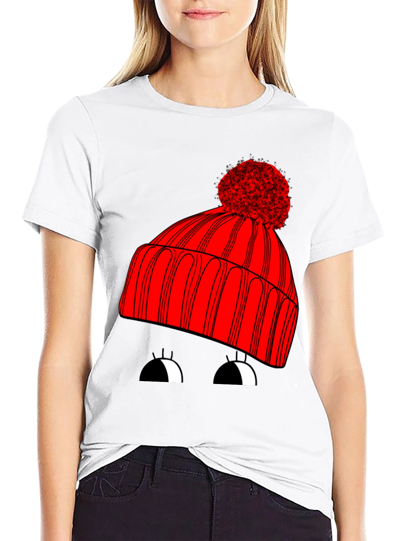 Whimsical Winter Hat Graphic Tee - Unisex Black T-Shirt