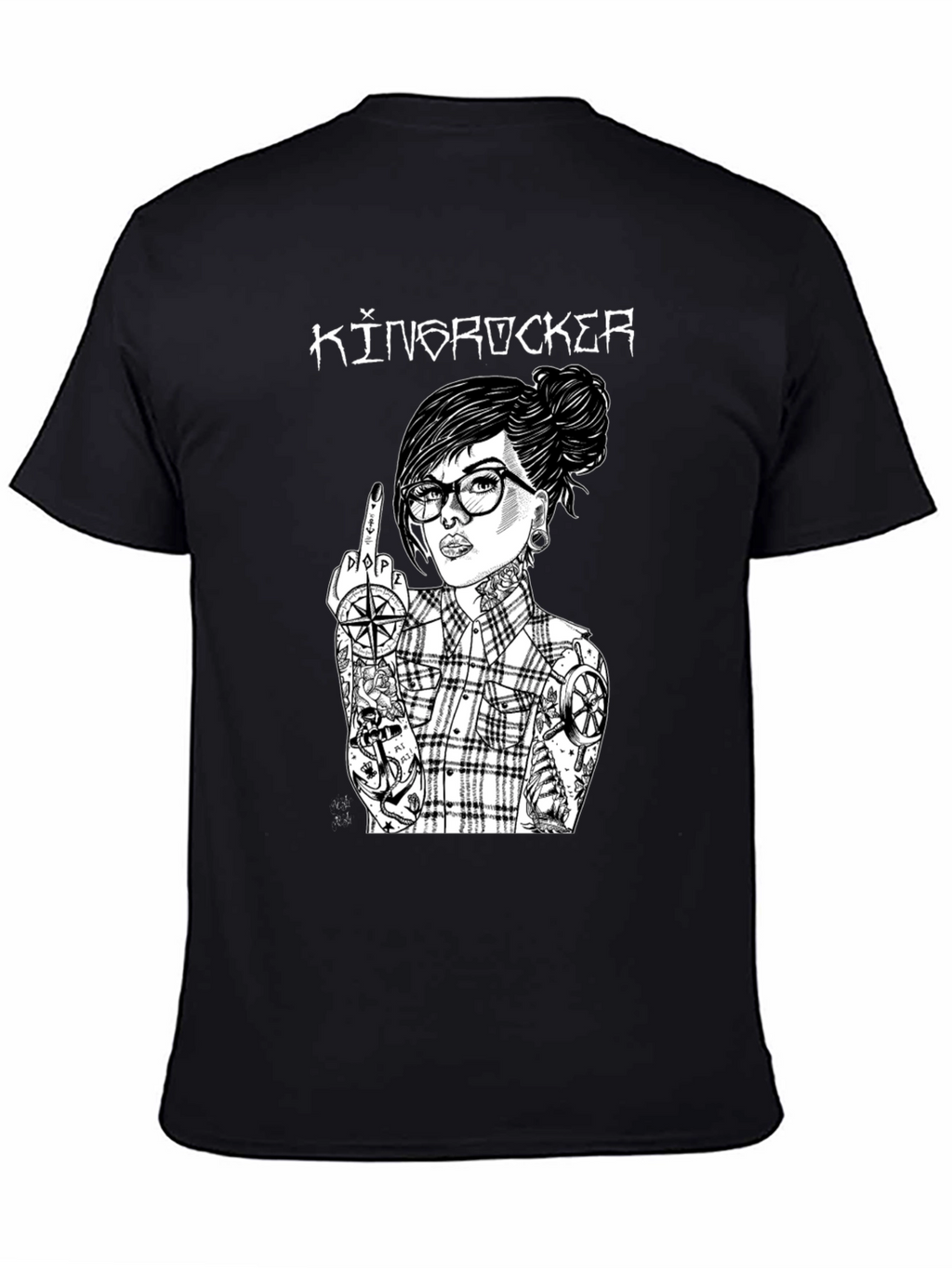 Kingrocker Graphic T-Shirt - Edgy Tattooed Woman Design