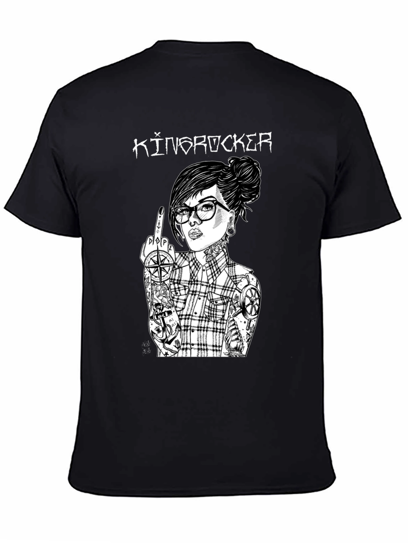 Kingrocker Graphic T-Shirt - Edgy Tattooed Woman Design