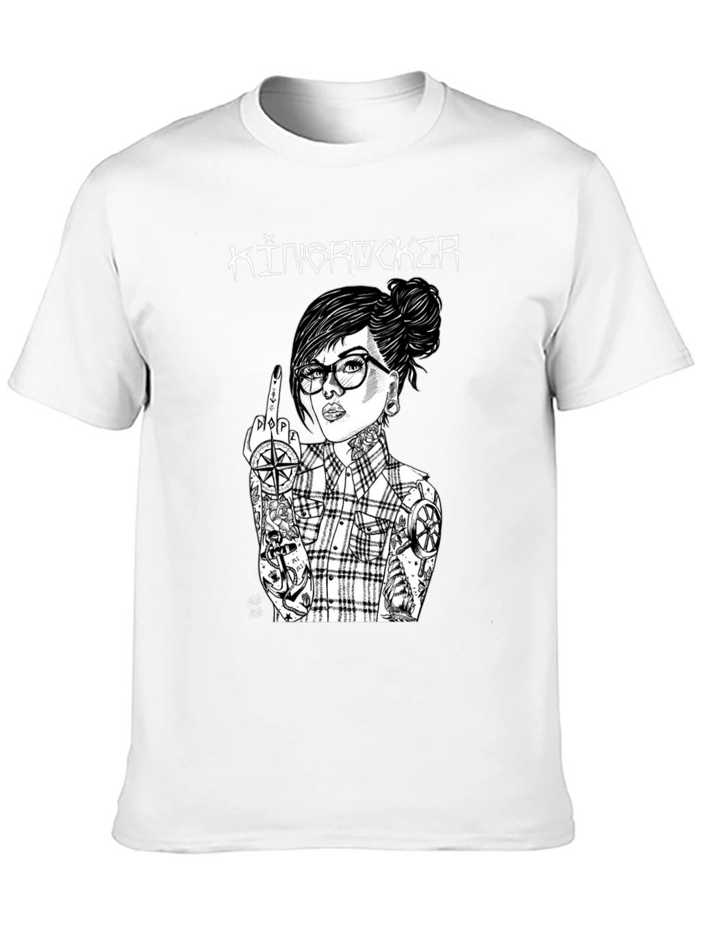 Kingrocker Graphic T-Shirt - Edgy Tattooed Woman Design