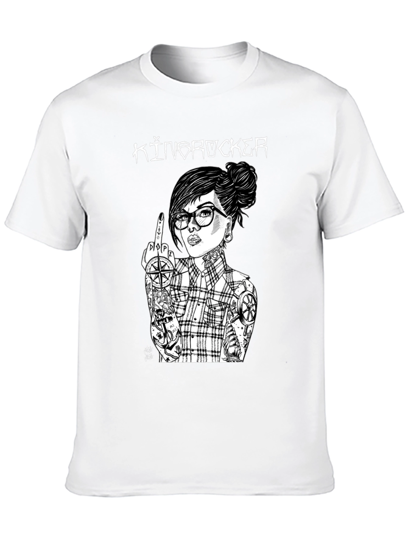 Kingrocker Graphic T-Shirt - Edgy Tattooed Woman Design