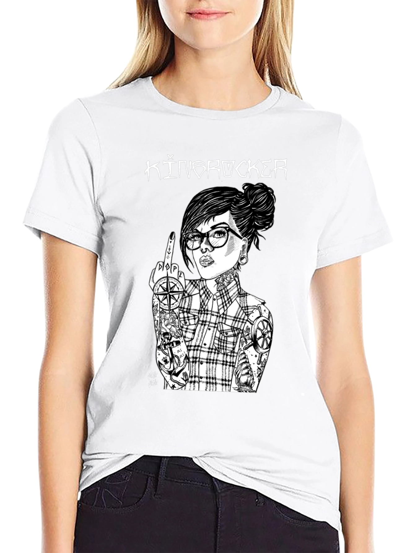 Kingrocker Graphic T-Shirt - Edgy Tattooed Woman Design