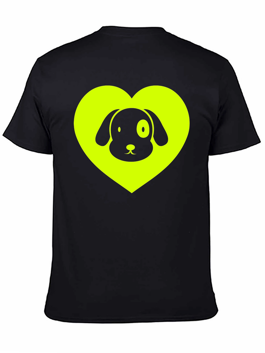 Dog Lover Black T-Shirt - Neon Heart Design