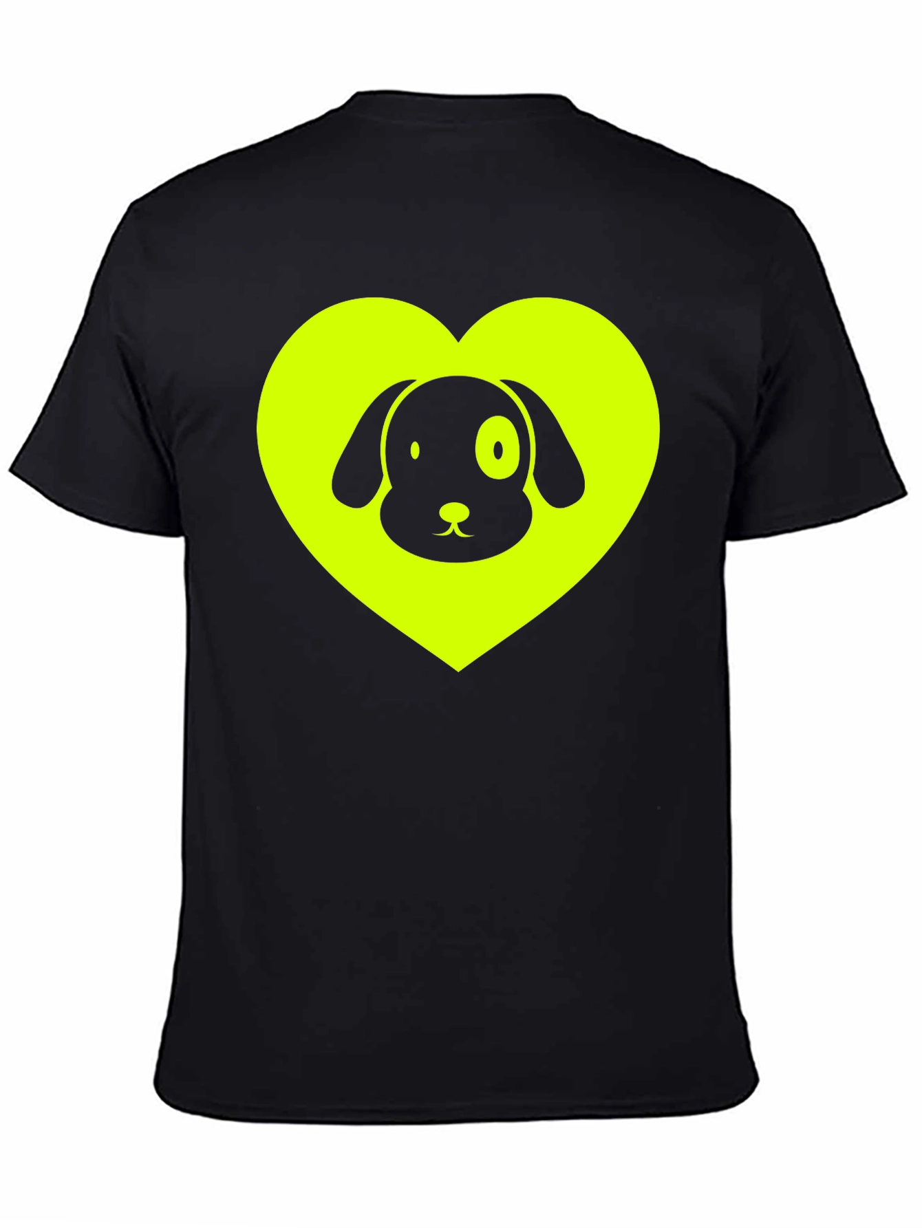 Dog Lover Black T-Shirt - Neon Heart Design